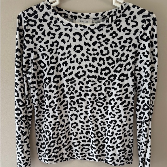 Kate Hill Tops - Kate Hill Black and White Leopard Print Top